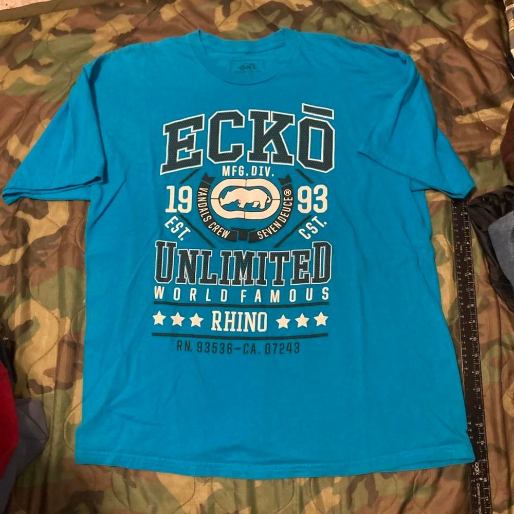 Ecko Unltd blue rhino graphic tee vtg y2k Mexico baggy‎ 100% cotton size XL/22
